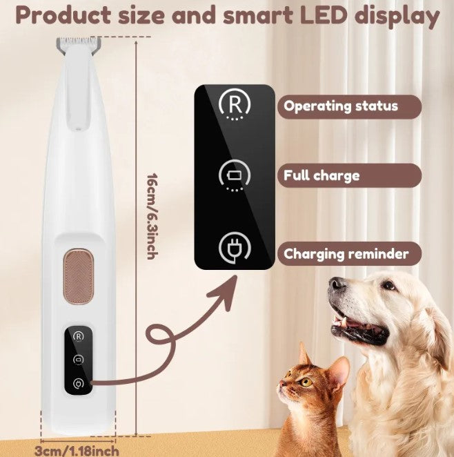 Pet Paw Trimmer with LED Light – Safe & Quiet Nail Grooming for Dogs & Cats